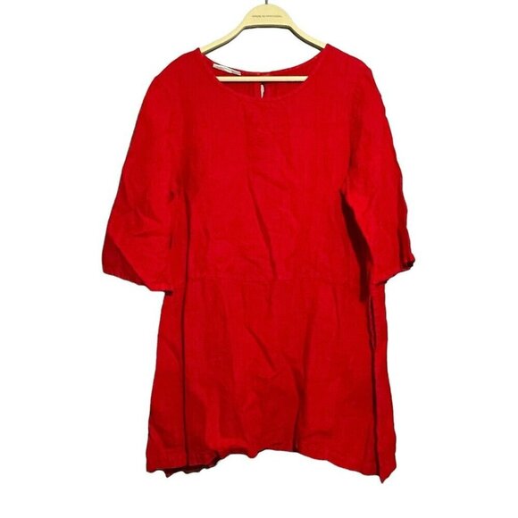 Bryn Walker Linen Blouse Tunic Women Size S Loose Lagenlook Red Beach Relax Boho - Picture 1 of 12